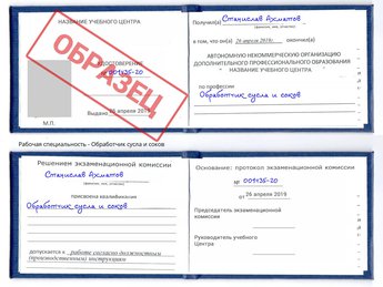 Обучение Обработчик сусла и соков