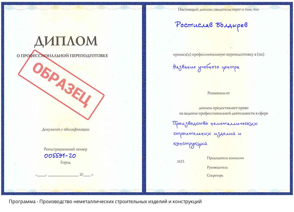 Производство неметаллических строительных изделий и конструкций Кострома