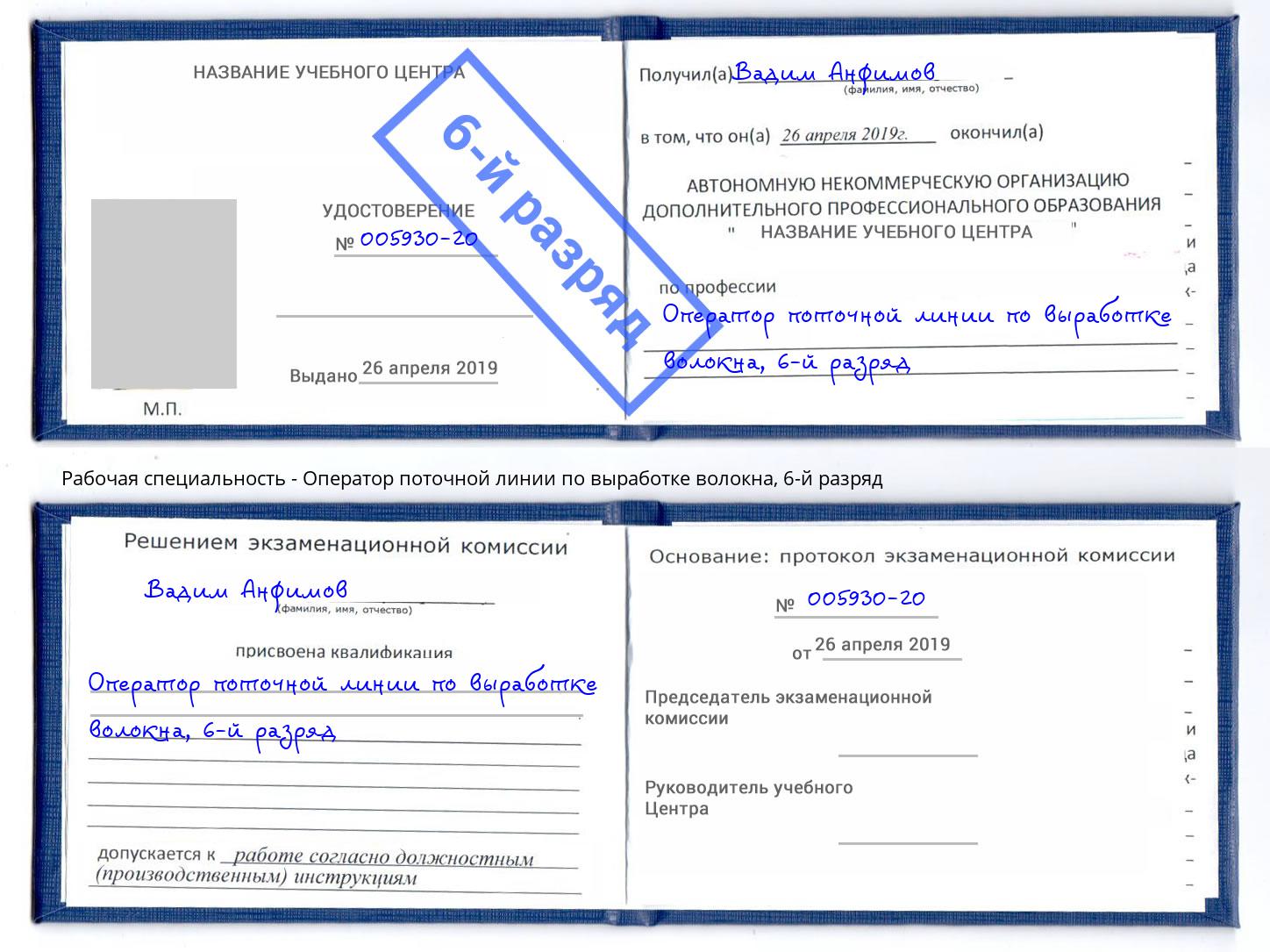 корочка 6-й разряд Оператор поточной линии по выработке волокна Кострома