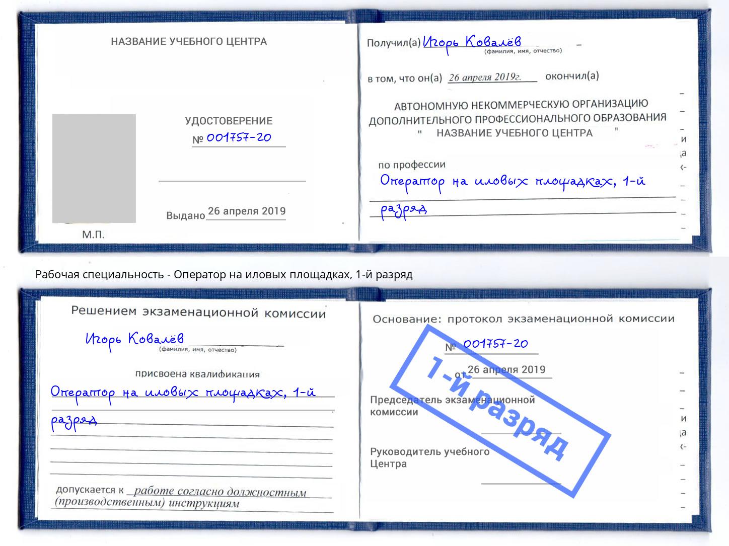 корочка 1-й разряд Оператор на иловых площадках Кострома