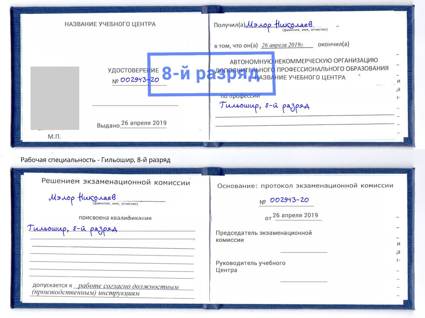 корочка 8-й разряд Гильошир Кострома