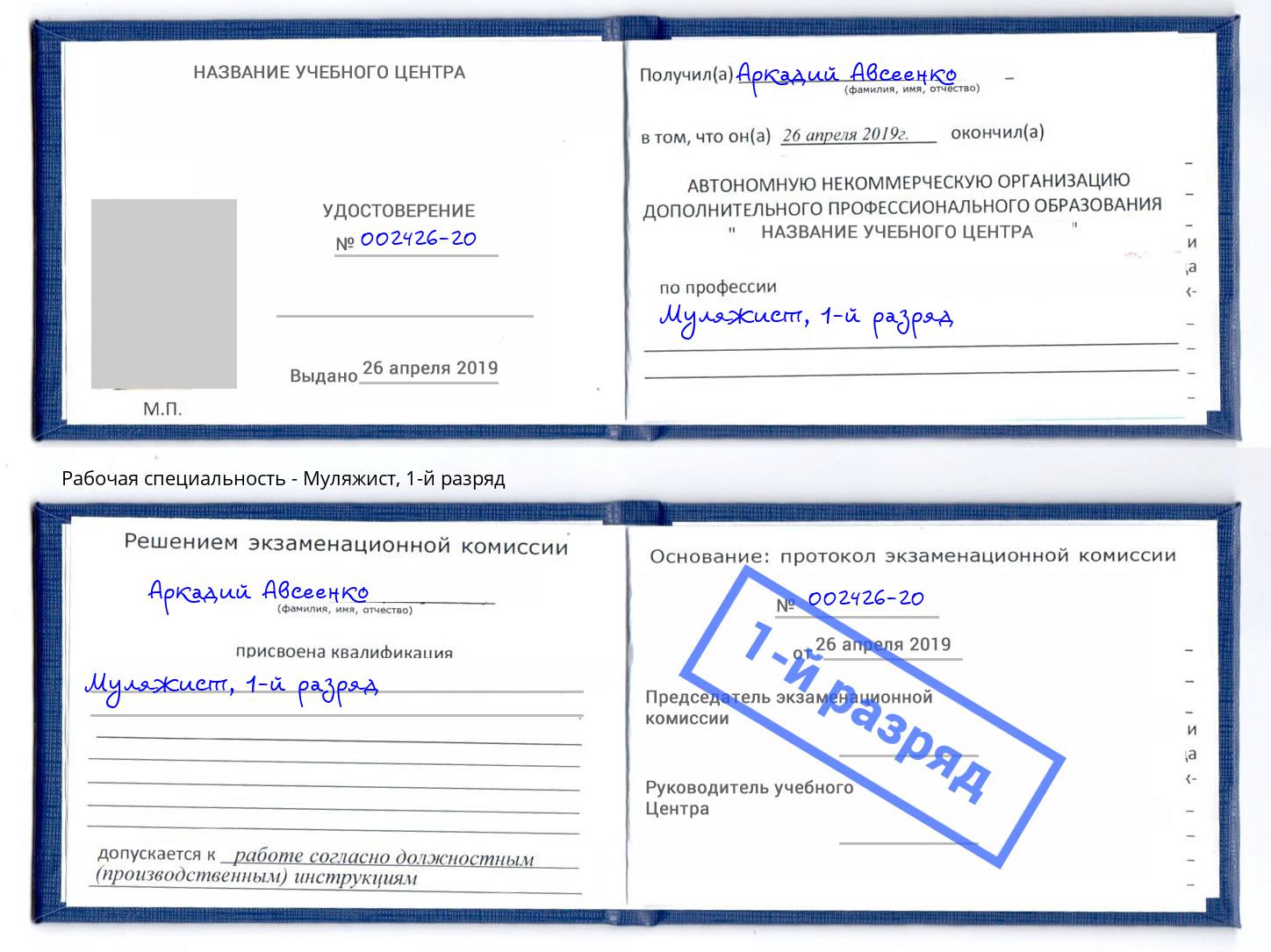 корочка 1-й разряд Муляжист Кострома